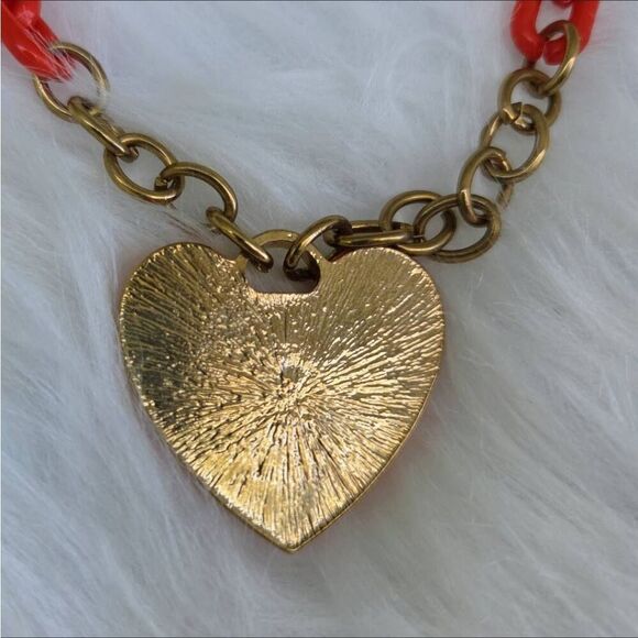Juicy Couture Y2K Heart Pendant Goldtone and Orange Vintage Chunky Necklace - Picture 6 of 8